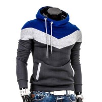 Sweat a capuche Hoodie Homme Fashion Sportwear Fitted Chevron Sport Gris Bleu